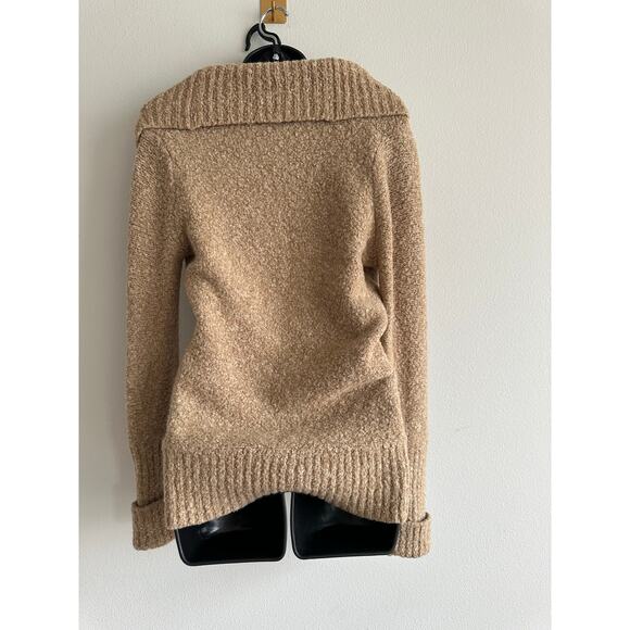 Vintage Moda International Off Shoulder Chunky Boucle Sweater Tan M - Picture 2 of 5